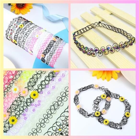 12PC Tattoo Choker Necklace for Women - 90s Choker Necklaces - Picture 4 of 8